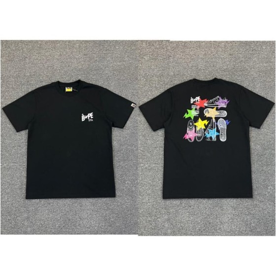 Black BAPE T-Shirt with "BAPE STA" Sneaker Print (Front & Back)